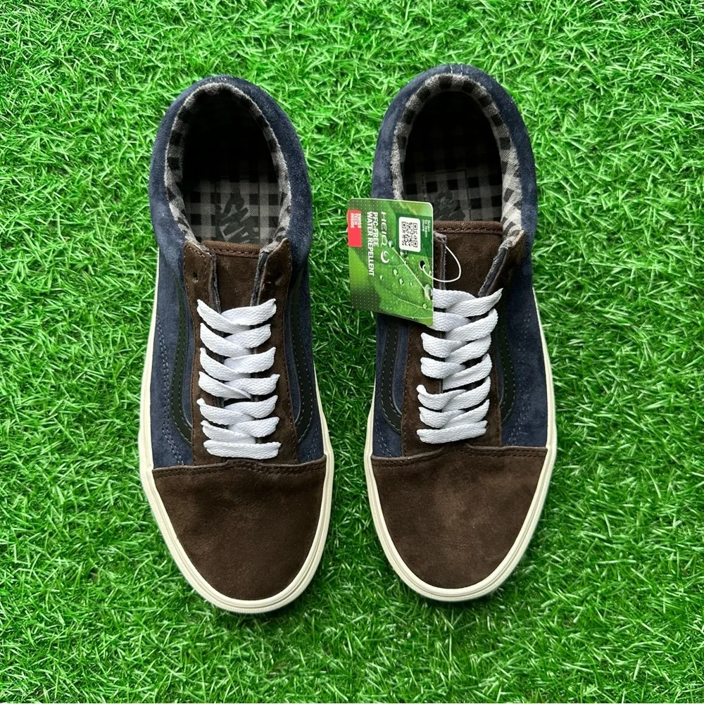 Vans Old Skool Pig Suede Plaid Brown Navy - Picture 10 of 11